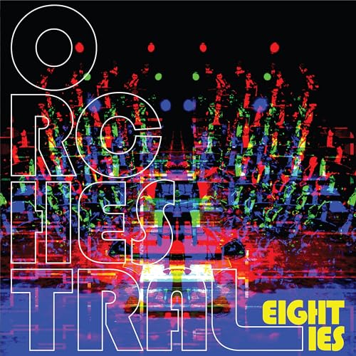 CD cover for “Orchestral Eighties” with colorful, abstract geometric design.