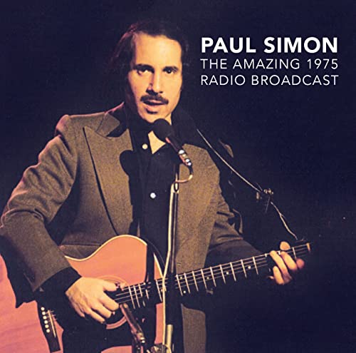 Paul Simon playing acoustic guitar on album cover for 1975 radio broadcast.