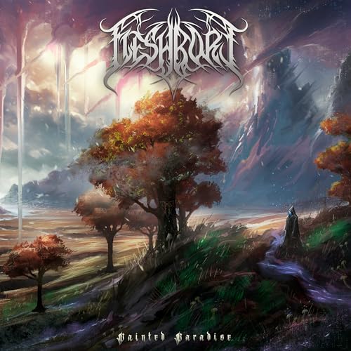 Painted Paradise album cover with trees, mountains, and a cloaked figure.
