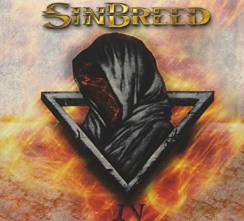Sinbreed album cover: hooded figure within a triangle on fire.