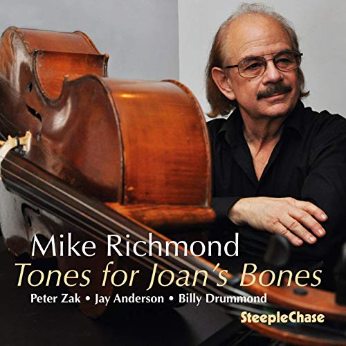 Jazz bassist Mike Richmond with his instrument, album cover art.