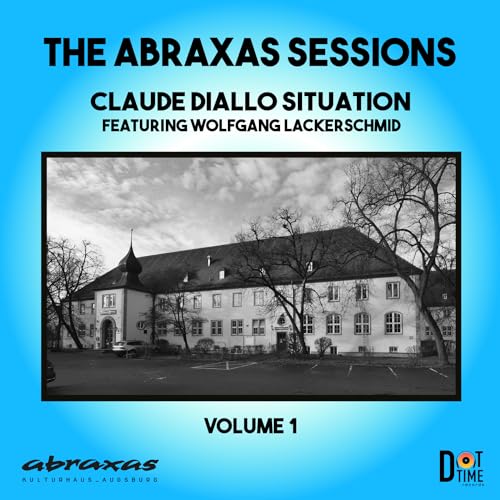 CD cover: black and white photo of a large building with trees.