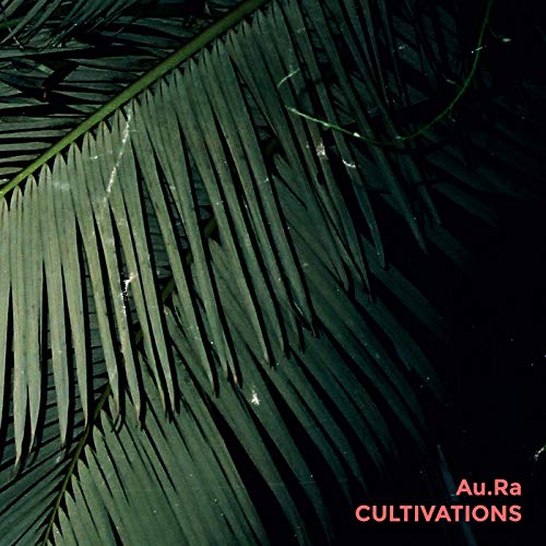 Dark green palm fronds against a black background with text Au.Ra CULTIVATIONS in corner.