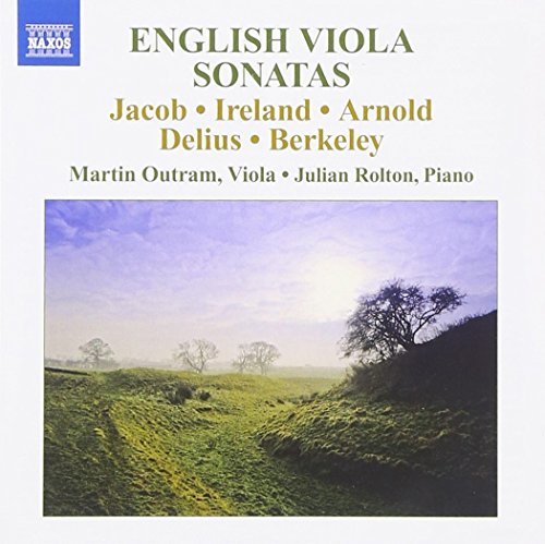 CD cover for English Viola Sonatas featuring a landscape photo of a grassy hill.