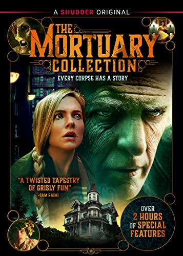 DVD cover for horror film "The Mortuary Collection" with a haunted house.