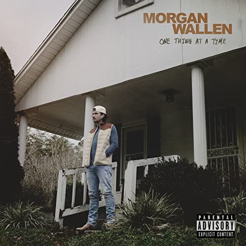 Morgan Wallen album cover: man on porch, rural setting, explicit label.