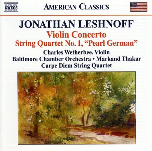 CD cover for Jonathan Leshnoff’s Violin Concerto with landscape painting.