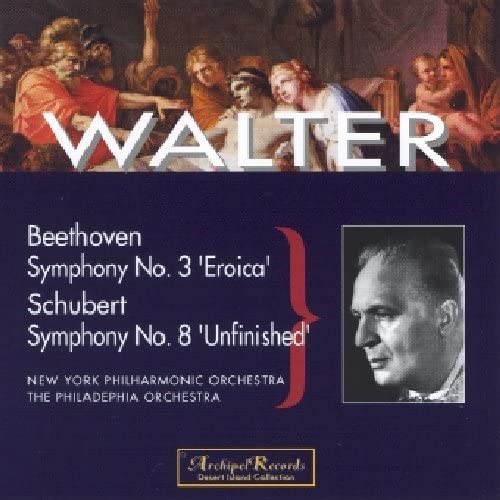 CD cover for Walter conducting Beethoven and Schubert symphonies, with portrait.