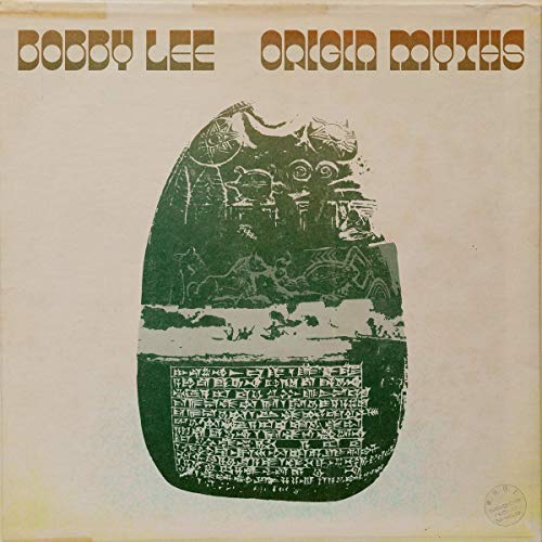 Bobby Lee's "Origin Myths" vinyl album cover with a carved stone face.