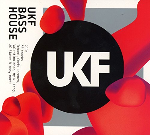 CD cover for "UKF Bass House" with abstract red and black design.