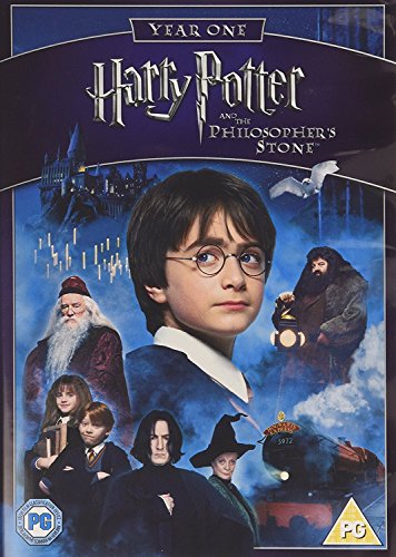 DVD cover for "Harry Potter and the Philosopher's Stone" featuring young Harry.