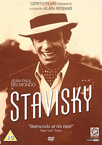 DVD cover for "Stavisky" featuring Jean-Paul Belmondo in a hat.