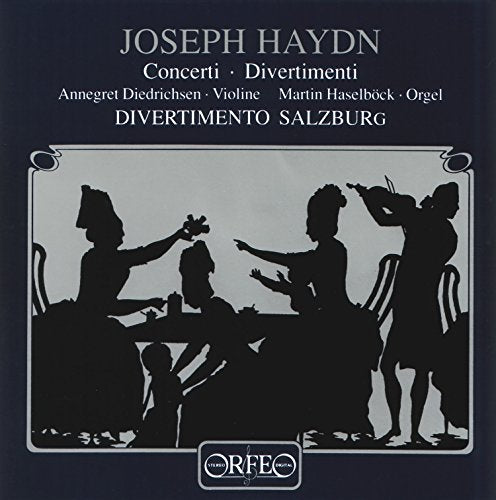 CD cover for Haydn concerti and divertimenti, featuring silhouetted musicians.