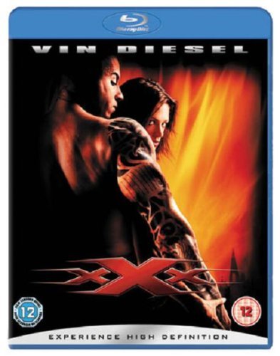 Xxx Blu-ray cover featuring Vin Diesel and a woman with fiery background.