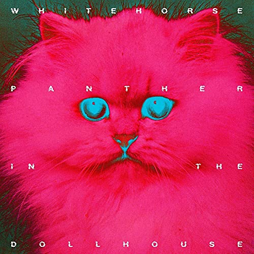 CD cover: bright pink cat face with piercing blue eyes.