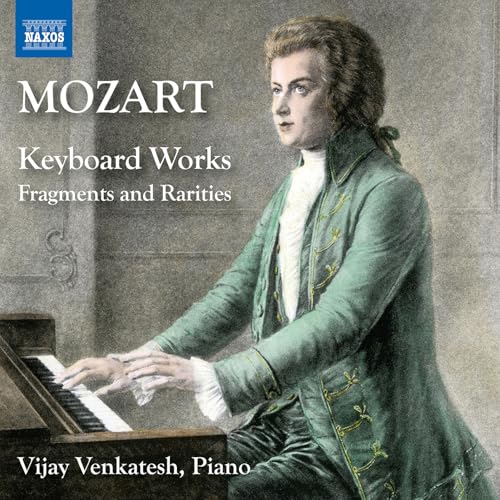 CD cover featuring Mozart at a keyboard, performed by Vijay Venkatesh.