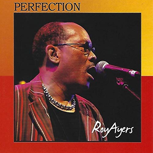 Roy Ayers album cover: portrait of musician singing into a microphone.