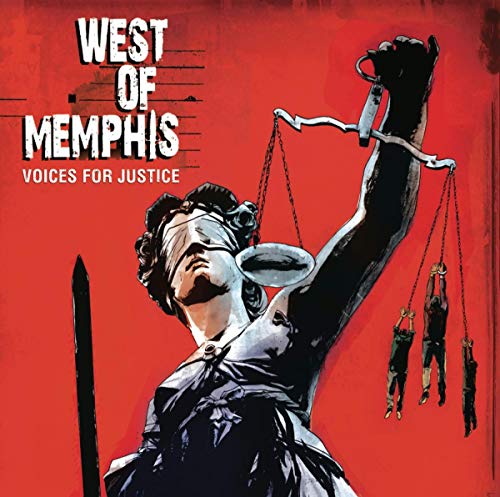 CD cover: Lady Justice with hanging figures, red background, dark tones.