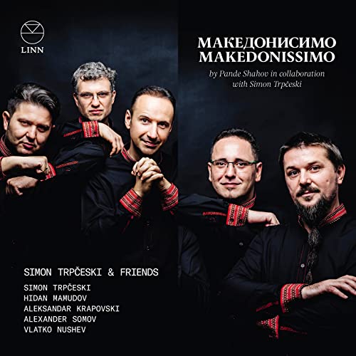 CD cover featuring five men in black shirts with red embroidery.