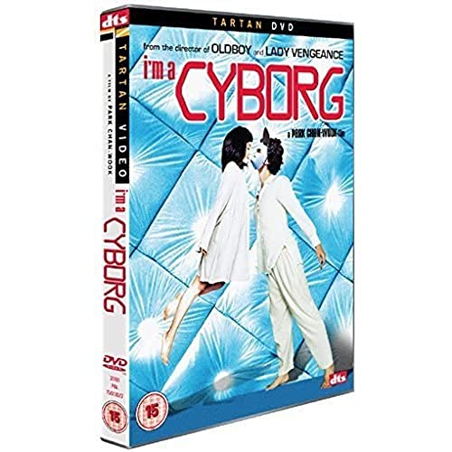 DVD cover of I'm a Cyborg featuring two people in white clothing against blue background.