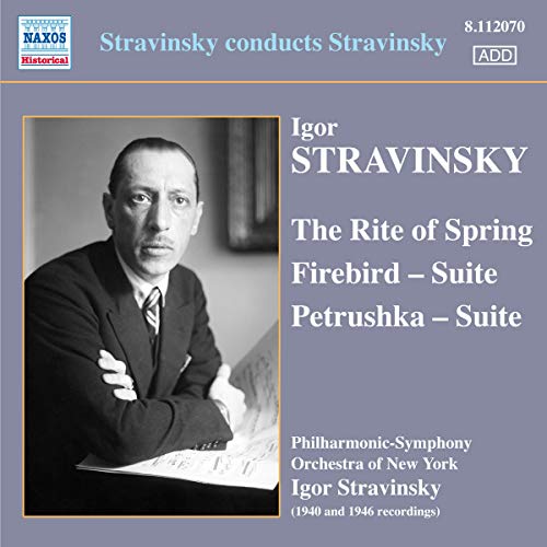 CD cover featuring a black and white portrait of composer Igor Stravinsky.