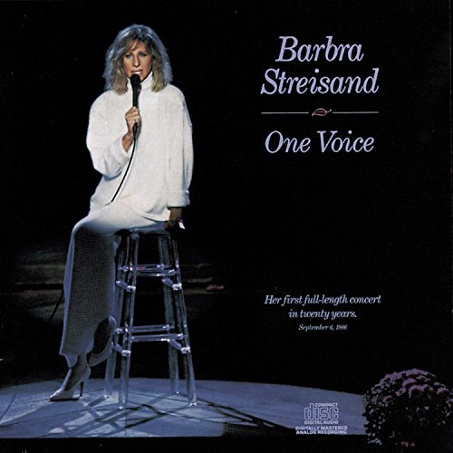 Barbra Streisand album cover, "One Voice", featuring her singing into a microphone.