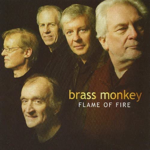 CD cover featuring a group portrait of four older men, “Brass Monkey.”
