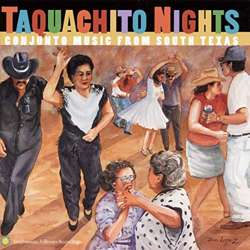 CD cover: painted scene of people dancing at a South Texas conjunto event.