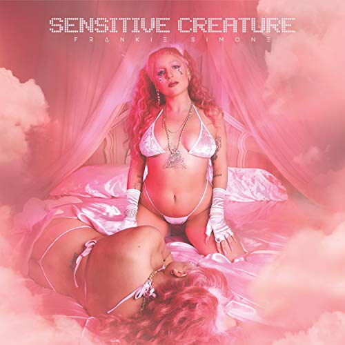 Frankie Simone album cover: pregnant woman in pink, draped in fabric.