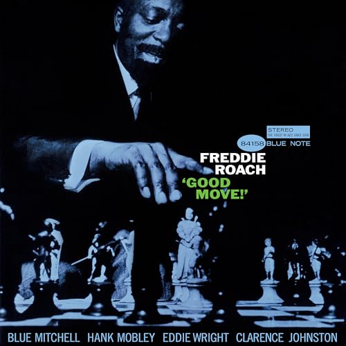 Freddie Roach album cover with a portrait and chess pieces.