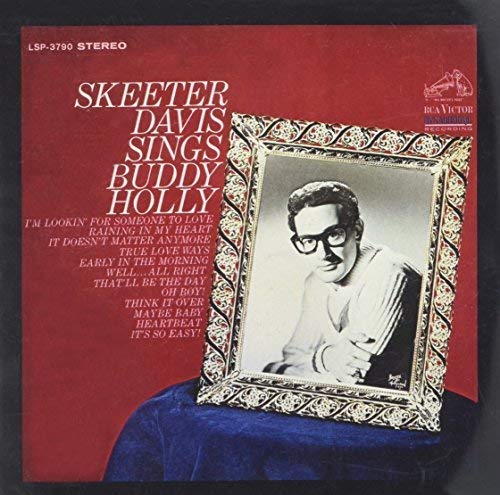 Red album cover featuring Skeeter Davis and a portrait of Buddy Holly.