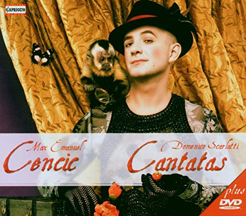 CD cover featuring a man with a monkey, ornate gold fabric backdrop.