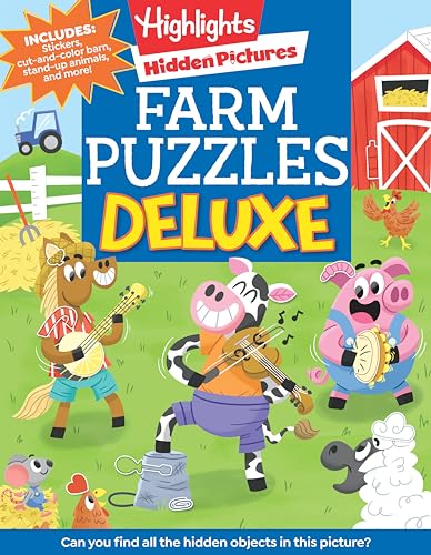 Farm Puzzles Deluxe : Farm Puzzle Book for Kids Featuring Cows, Chickens & More with Over 1,200 Objects to Seek and Find for Kids 6 and Up
