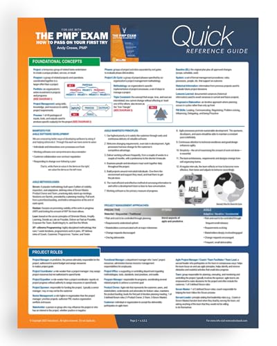 PMP Exam : Quick Reference Guide, Sixth Edition Plus Agile