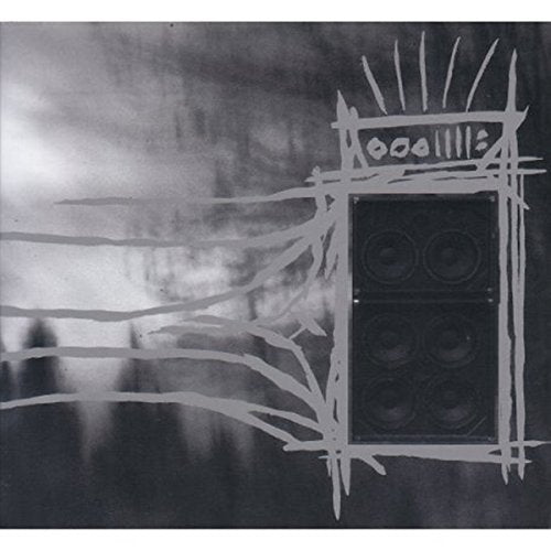 Black and white CD cover with a sketched speaker and abstract background.