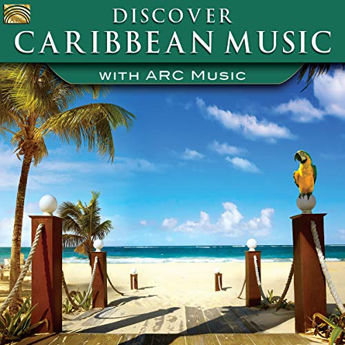CD cover with a beach scene, palm trees, and a parrot.