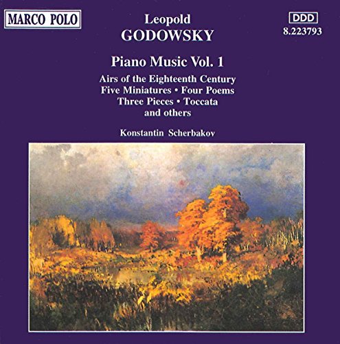 CD cover for "Scherbakov - Godowsky - Piano Music, Volume 1" with landscape painting.
