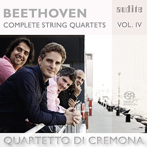 CD cover featuring the Quartetto di Cremona and text "Beethoven: Complete String Quartets Vol. IV".