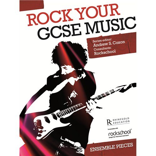 Book cover: "Rock Your GCSE Music - Ensemble Pieces" with a guitarist.