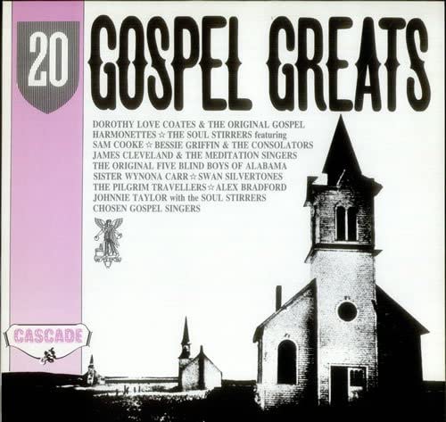 CD cover for "Gospel Greats" featuring a church illustration.