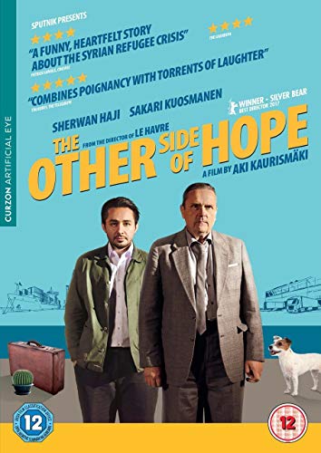 DVD cover for "The Other Side Of Hope" featuring two men and a dog.