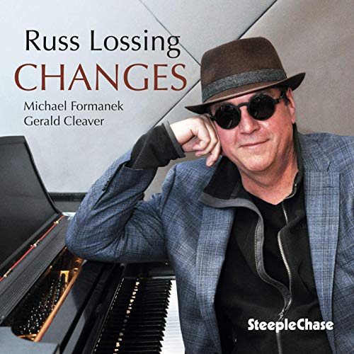 CD cover: Russ Lossing in a hat with a piano in background.