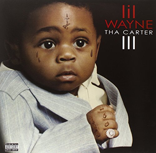 Lil Wayne album cover, Tha Carter III, featuring a portrait of the artist.