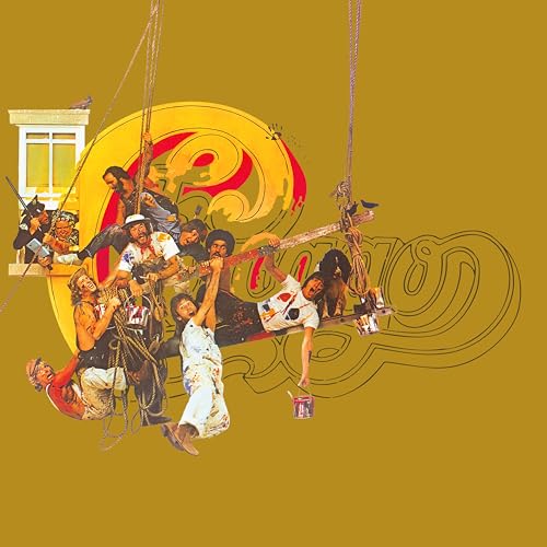 Chicago IX album cover: band members depicted as house painters on ropes.