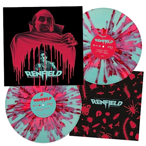 āRenfieldā soundtrack vinyl record with horror imagery and red splatter effect.