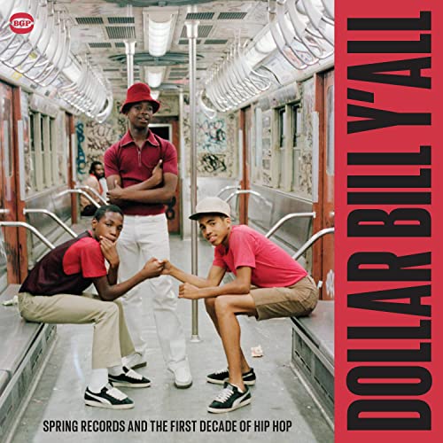 Album cover: three young people on a subway train, 1980s style.