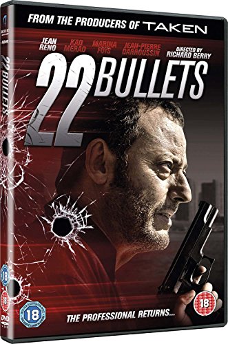 DVD cover for "22 Bullets" featuring Jean Reno holding a handgun.