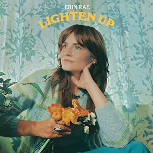 Album cover for Erin Rae’s “Lighten Up” featuring a woman with flowers.