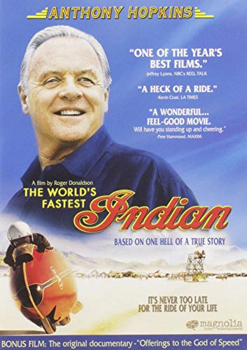 DVD cover for "The World’s Fastest Indian" featuring Anthony Hopkins.