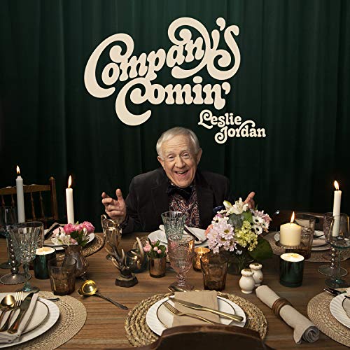 Leslie Jordan album cover, "Company's Comin'," with a set dinner table.
